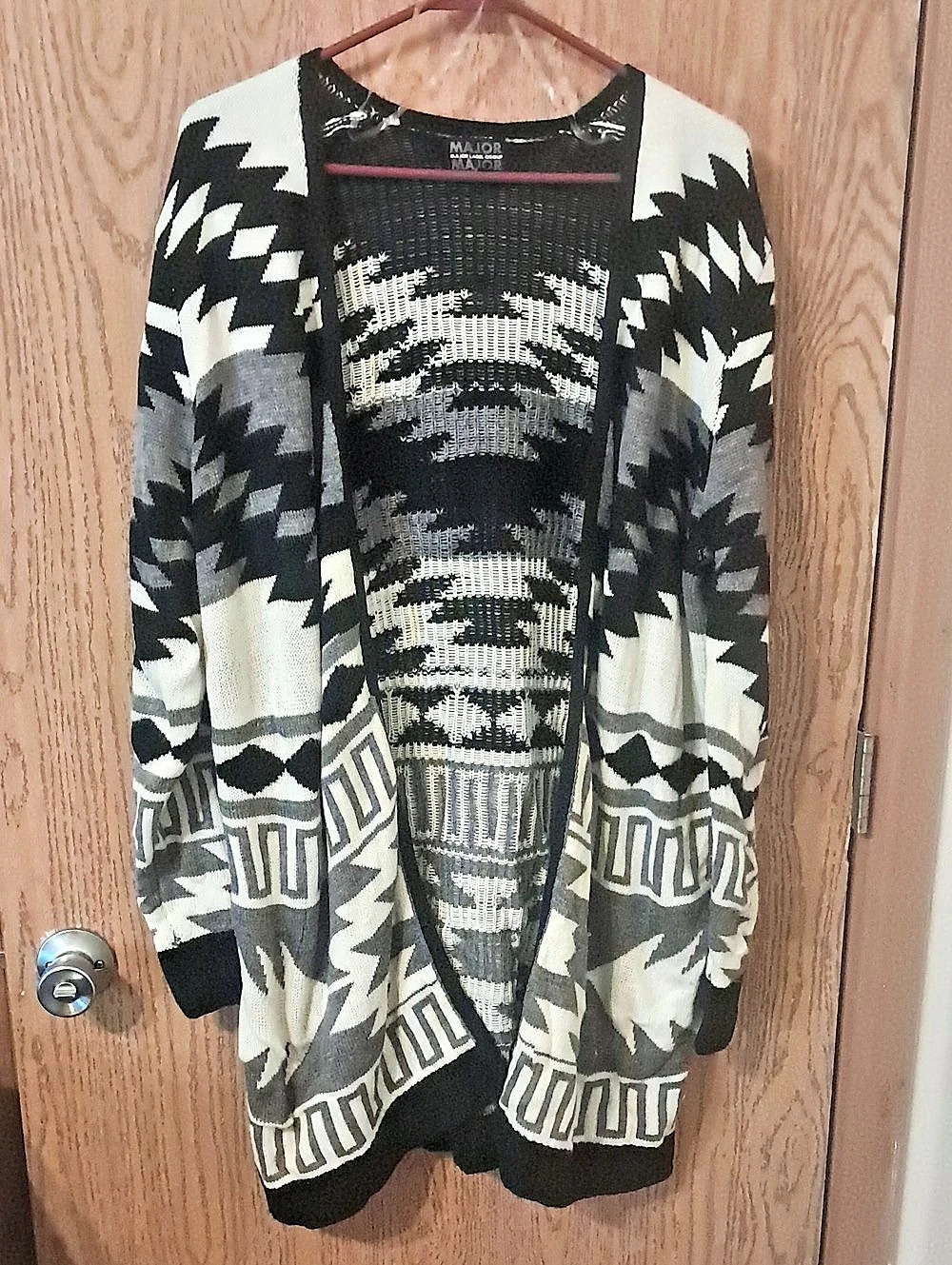 Major Geometric Cardigan in Black & White Size Large